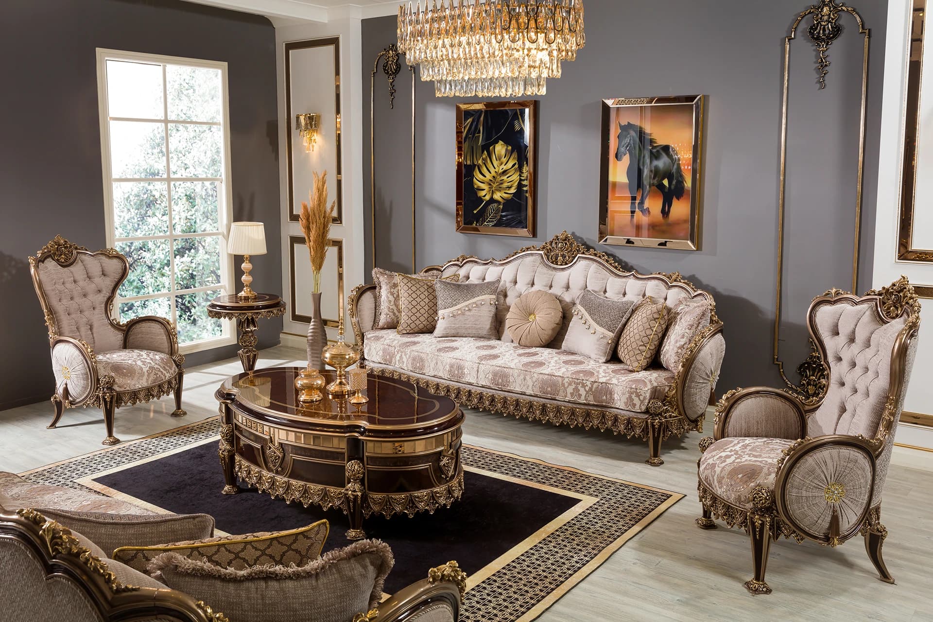 Hunkar Walnut Sofa Set 1